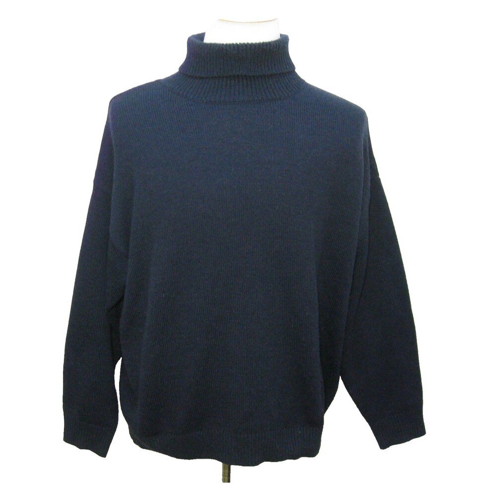Freak's Store Japan Sweater Mens Small Navy Blue Turtleneck Knit Long Sleeve Top